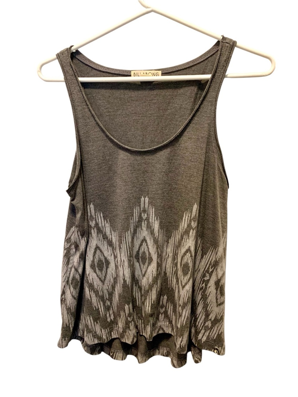 Billabong Charcoal Tribal Scoop Neck Tank Top with flared waist - size Med